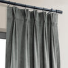 Silver Grey French Pleat Signature Velvet Blackout Curtain - HalfPriceDrapes.com