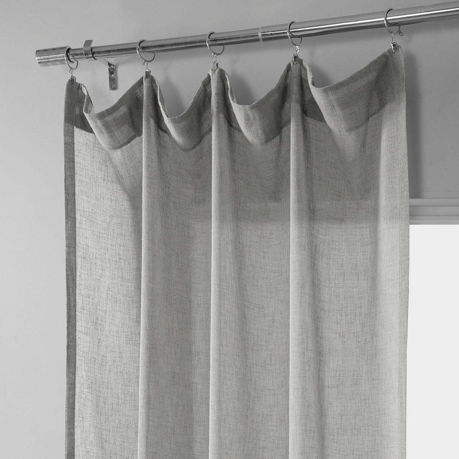 Paris Greige Textured Faux Linen Sheer Curtain - HalfPriceDrapes.com
