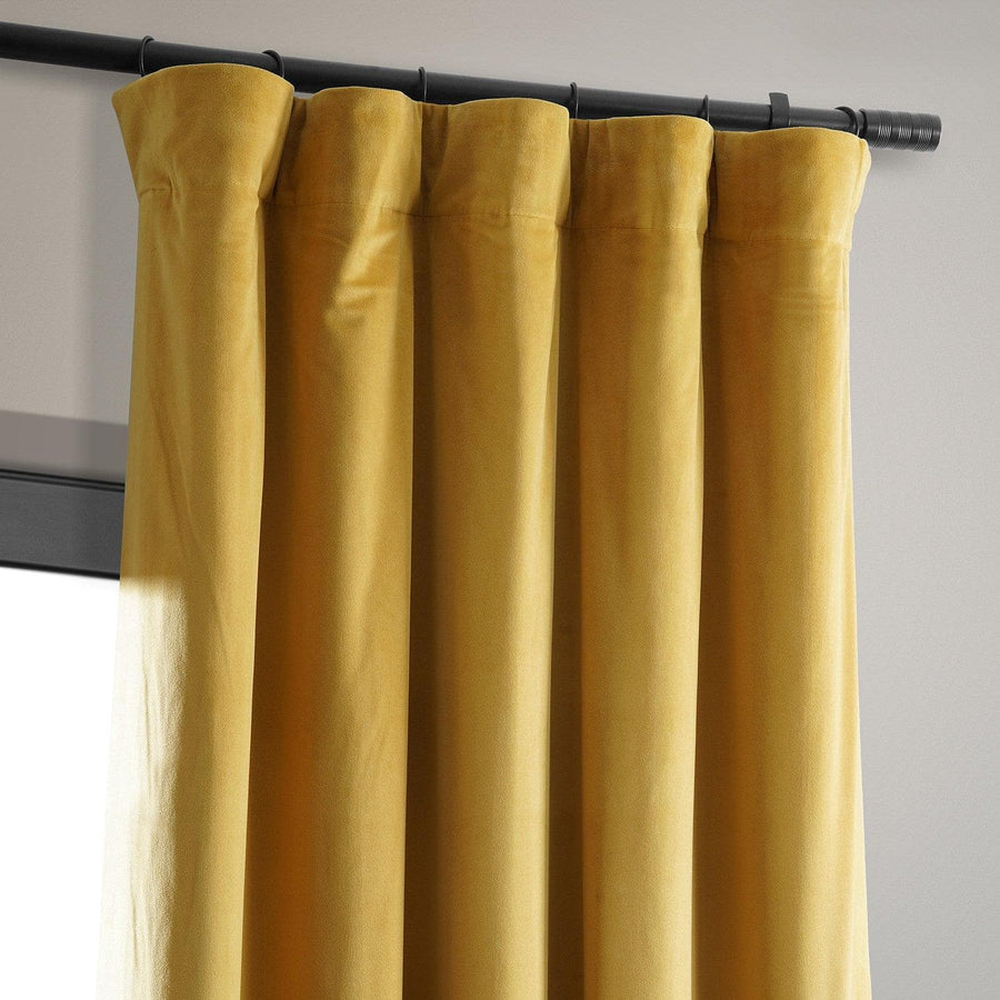 Bright Gamboge Gold Signature Velvet Room Darkening Curtain Pair (2 Panels) - HalfPriceDrapes.com