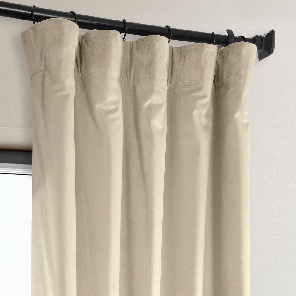 Angora Beige Signature Plush Velvet Hotel Blackout Curtain - HalfPriceDrapes.com