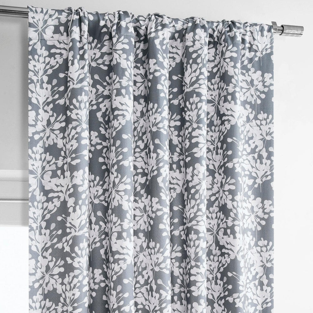 Botanic Grey Printed Faux Linen Room Darkening Curtain - HalfPriceDrapes.com