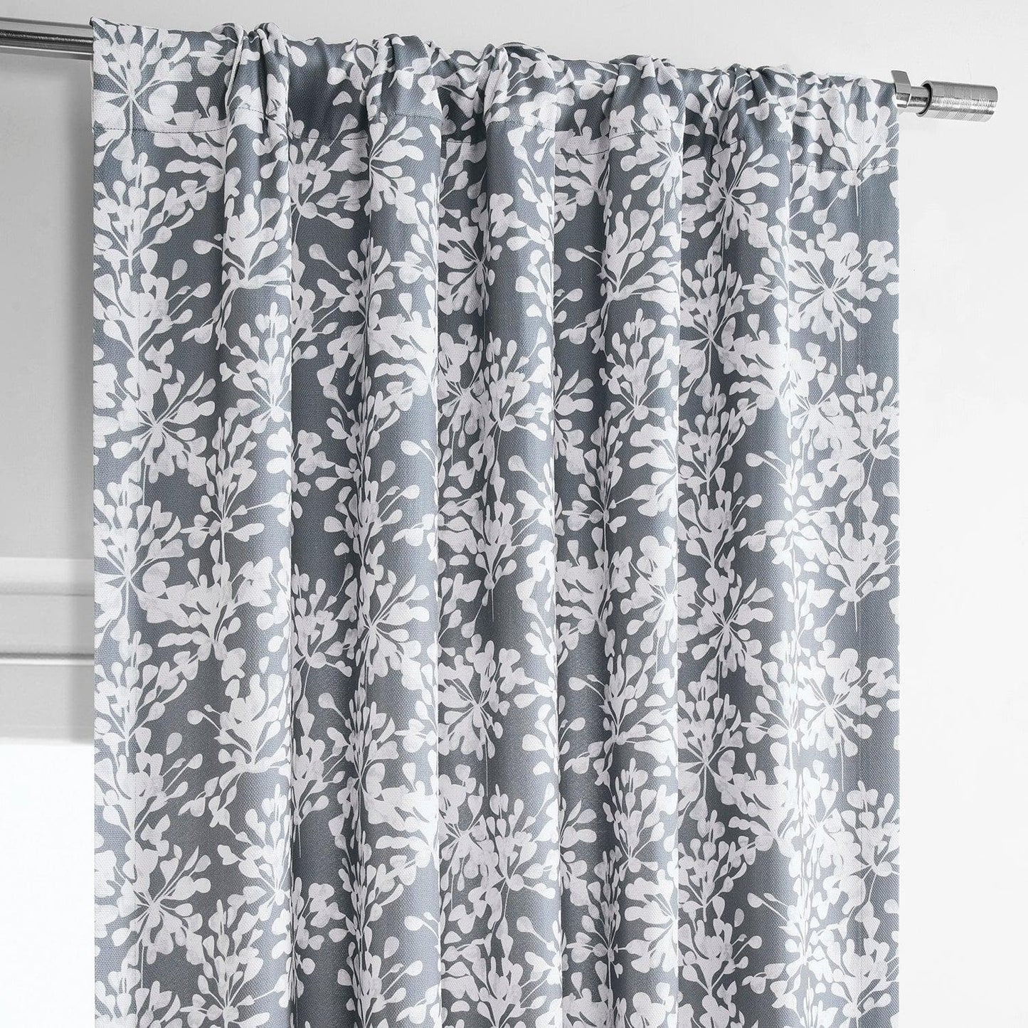 Botanic Grey Printed Faux Linen Room Darkening Curtain - HalfPriceDrapes.com