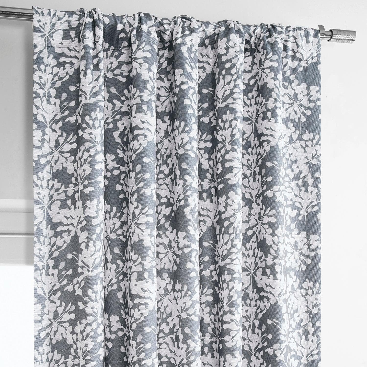 Botanic Grey Printed Faux Linen Room Darkening Curtain - HalfPriceDrapes.com