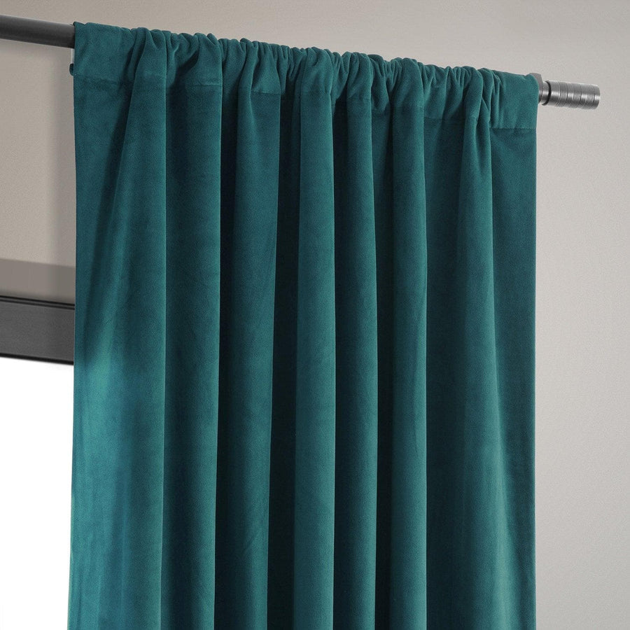 Ocean Teal Blue Signature Velvet Room Darkening Curtain Pair (2 Panels) - HalfPriceDrapes.com