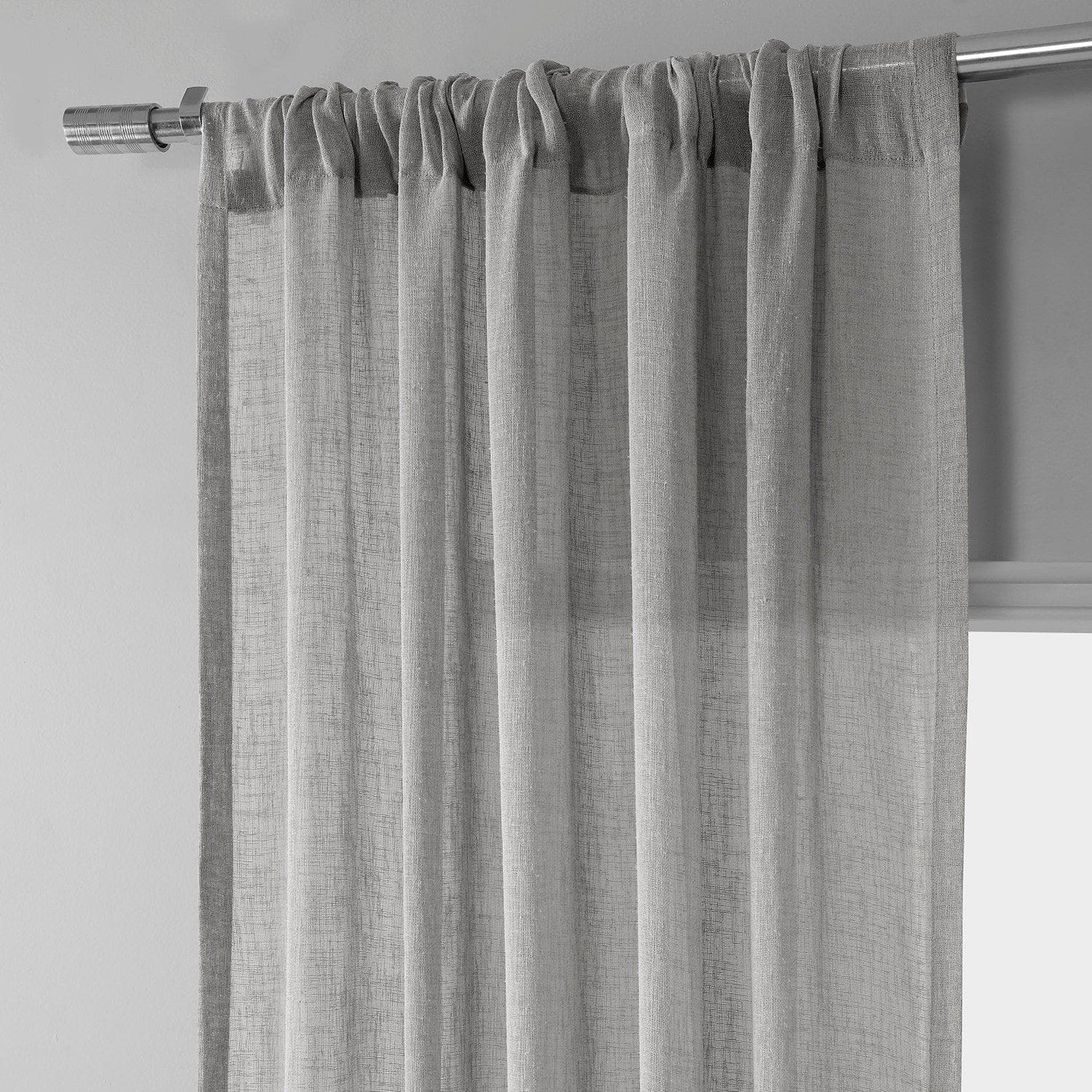 Paris Greige Textured Faux Linen Sheer Curtain - HalfPriceDrapes.com