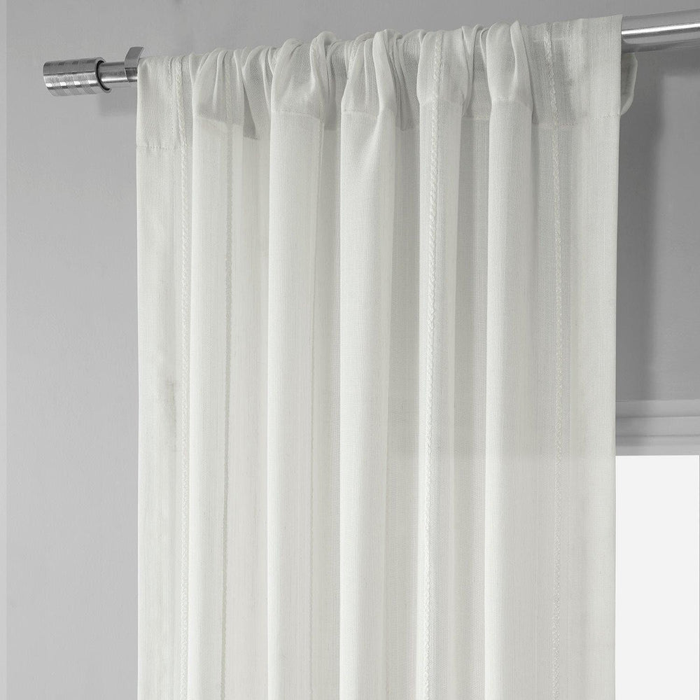 Aruba Cream Striped Linen Sheer Curtain - HalfPriceDrapes.com