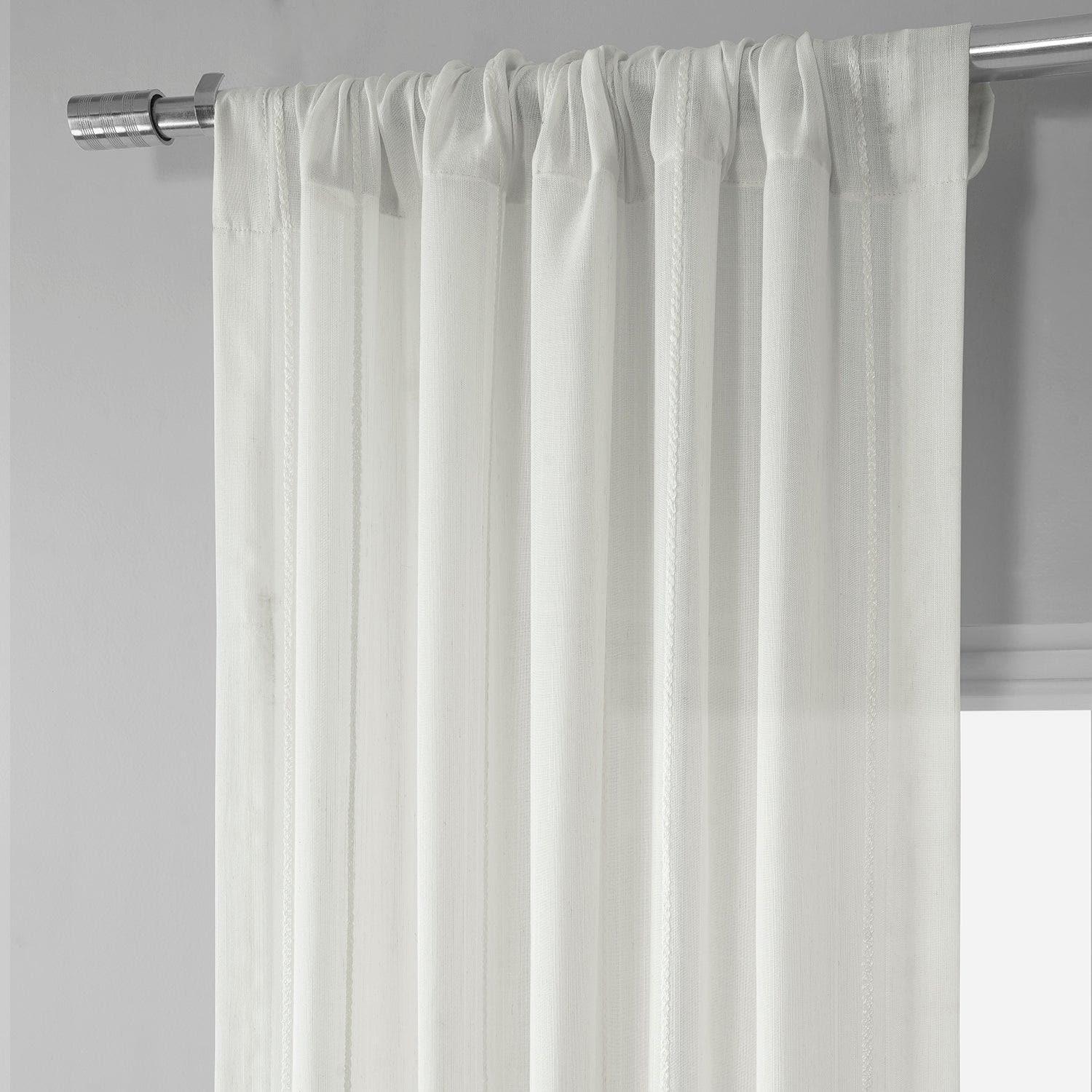 Aruba Cream Striped Linen Sheer Curtain - HalfPriceDrapes.com
