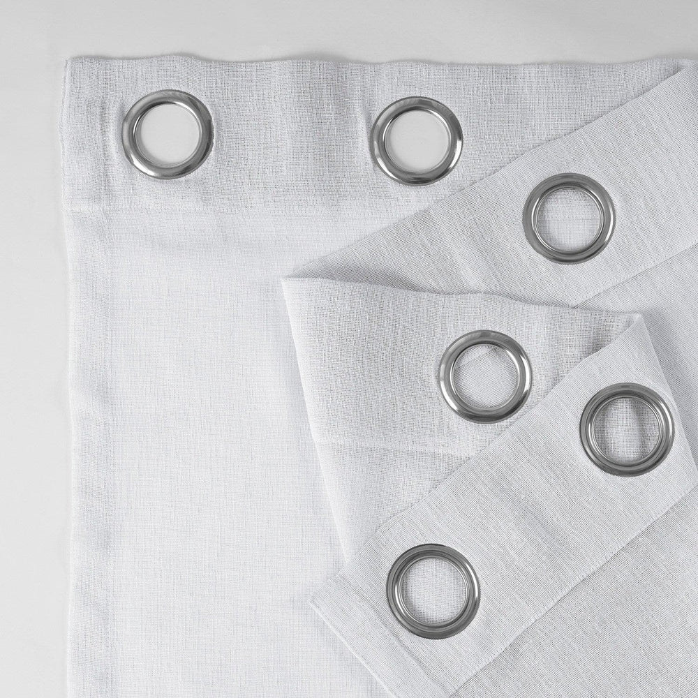 Aspen White Grommet Textured Faux Linen Sheer Curtain - HalfPriceDrapes.com