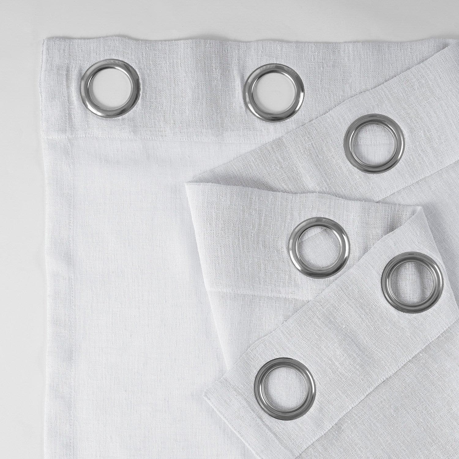 Aspen White Grommet Textured Faux Linen Sheer Curtain - HalfPriceDrapes.com