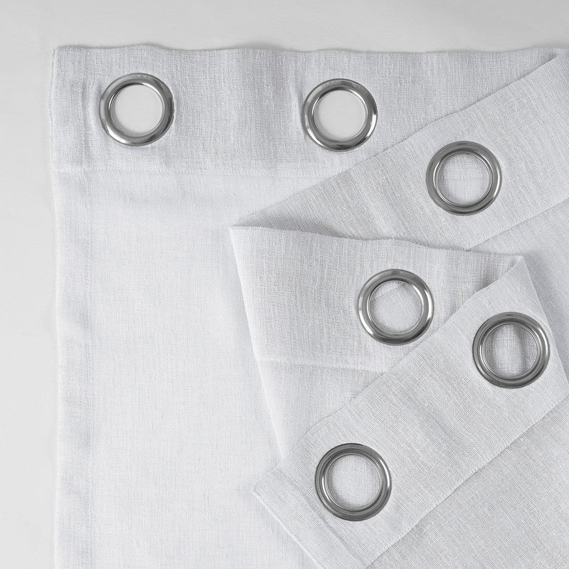 Aspen White Grommet Textured Faux Linen Sheer Curtain - HalfPriceDrapes.com