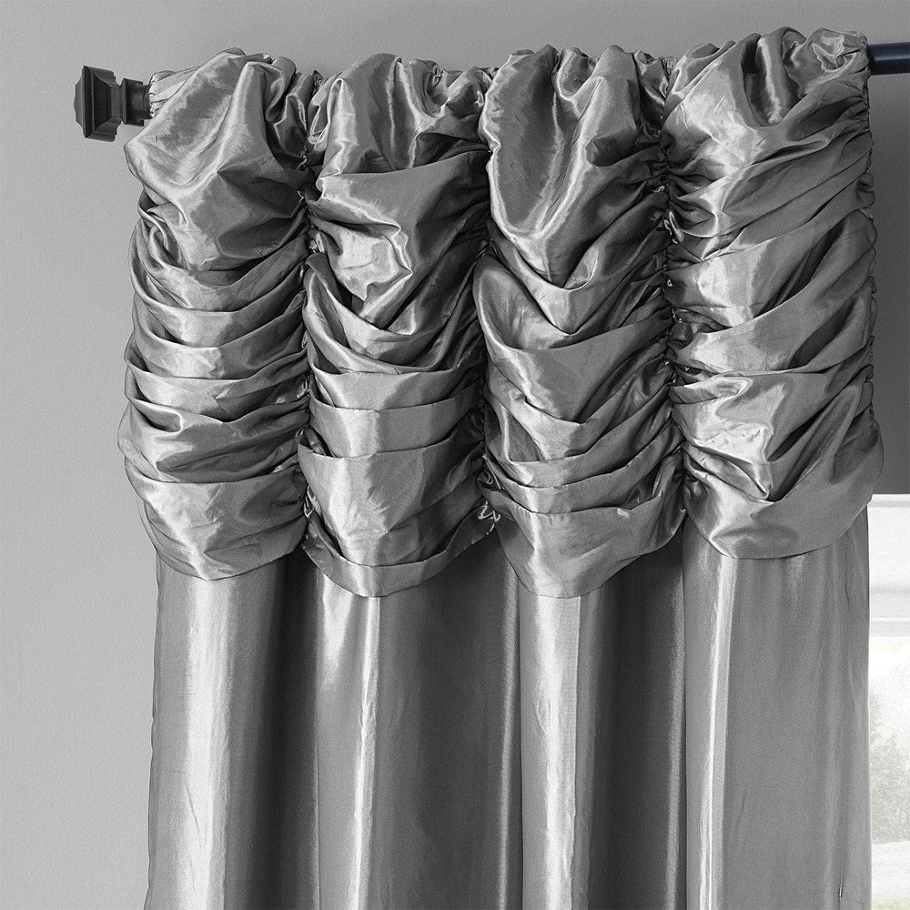 Platinum Ruched Solid Faux Silk Taffeta Curtain - HalfPriceDrapes.com