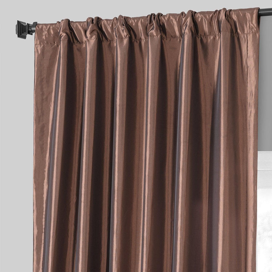 Copper Brown Solid Faux Silk Taffeta Curtain - HalfPriceDrapes.com