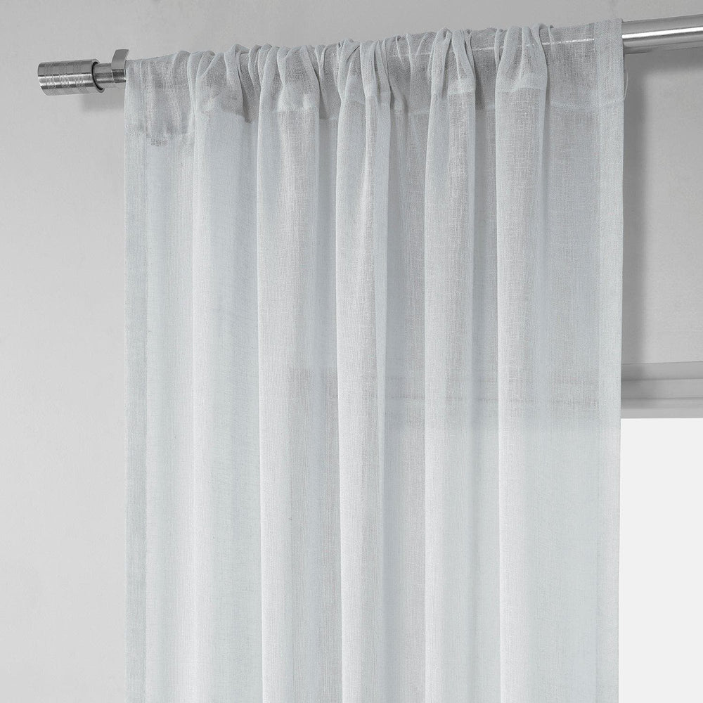 Aspen White Textured Faux Linen Sheer Curtain - HalfPriceDrapes.com