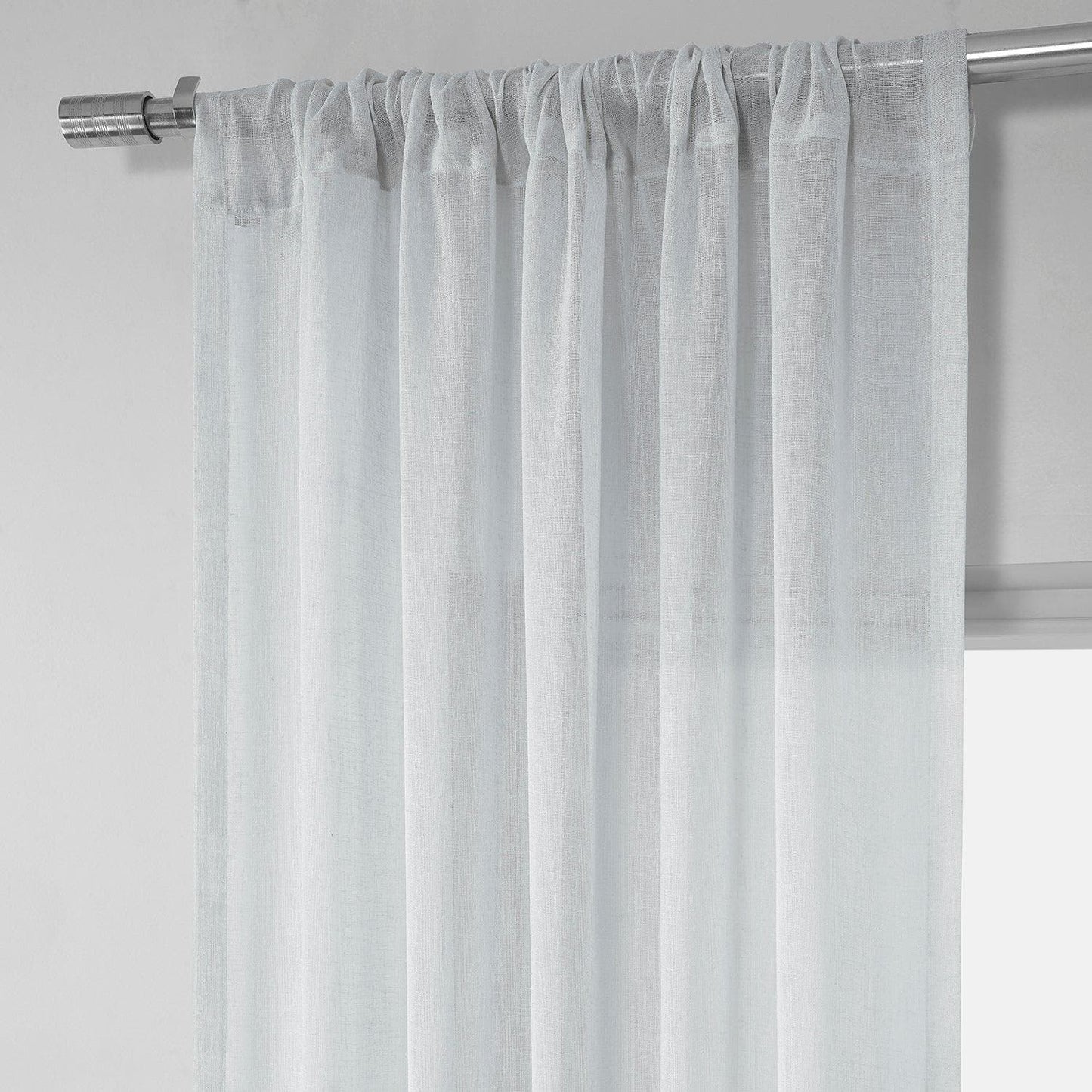 Aspen White Textured Faux Linen Sheer Curtain - HalfPriceDrapes.com