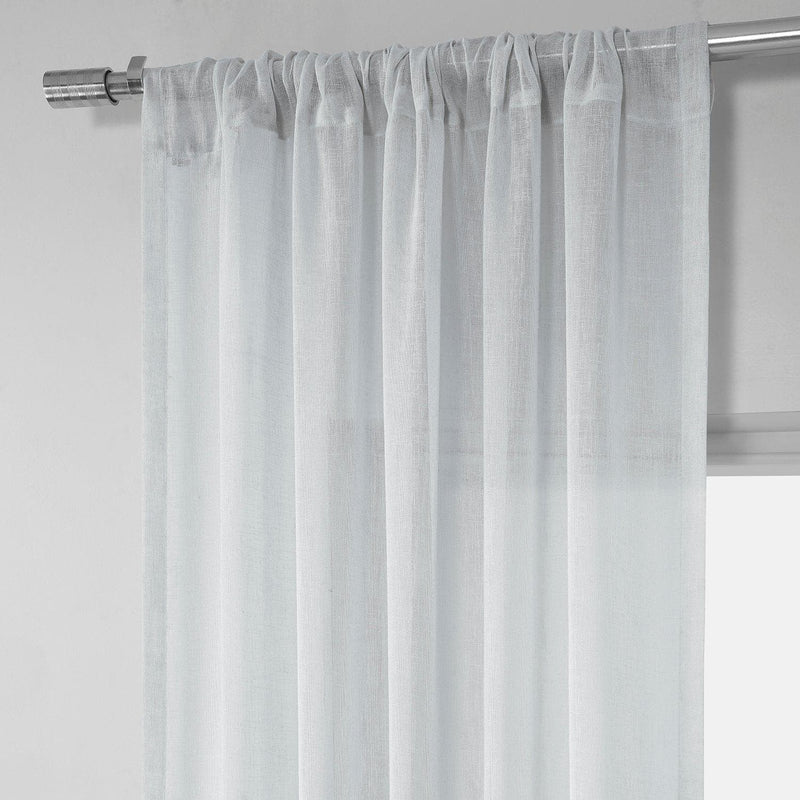 Aspen White Textured Faux Linen Sheer Curtain - HalfPriceDrapes.com