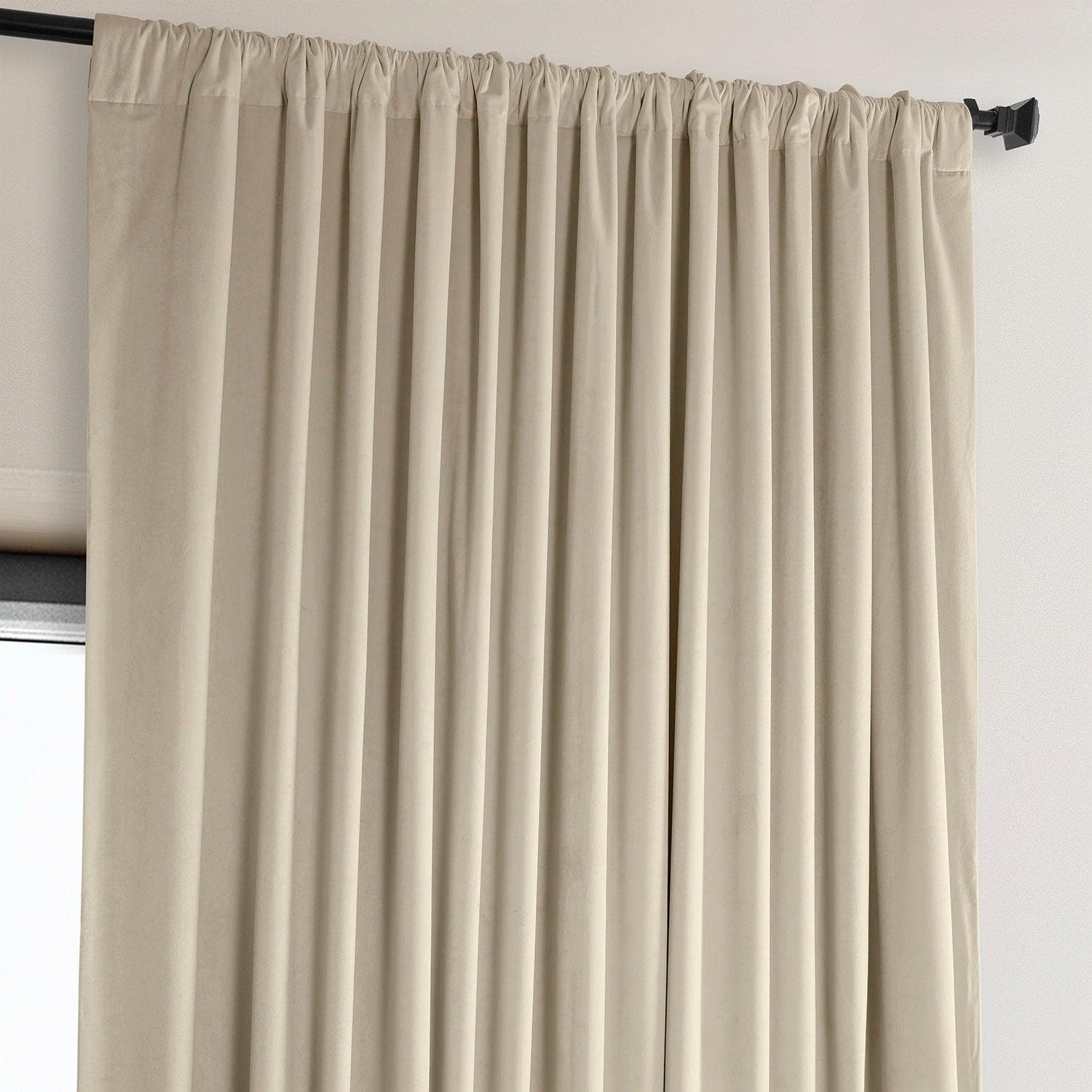 Angora Beige Extra Wide Signature Plush Velvet Hotel Blackout Curtain - HalfPriceDrapes.com