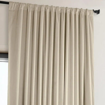 Angora Beige Extra Wide Signature Plush Velvet Hotel Blackout Curtain - HalfPriceDrapes.com