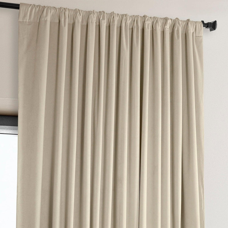 Angora Beige Extra Wide Signature Plush Velvet Hotel Blackout Curtain - HalfPriceDrapes.com
