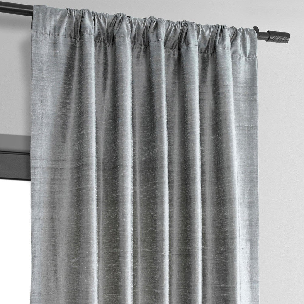 Mineral Grey Textured Dupioni Silk Curtain - HalfPriceDrapes.com