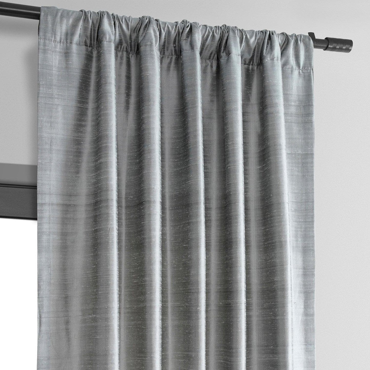 Mineral Grey Textured Dupioni Silk Curtain - HalfPriceDrapes.com