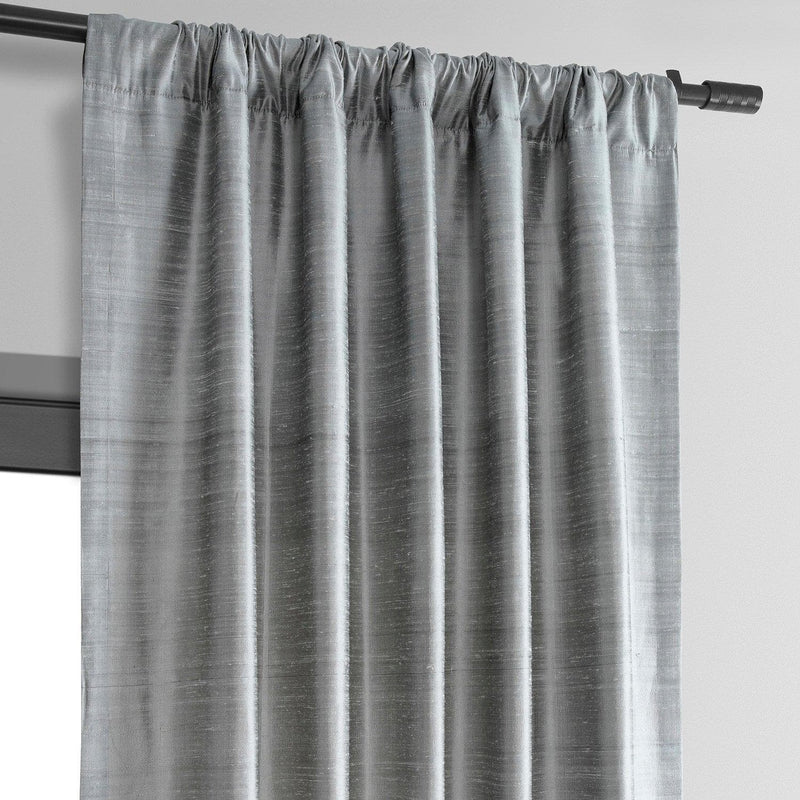 Mineral Grey Textured Dupioni Silk Curtain - HalfPriceDrapes.com