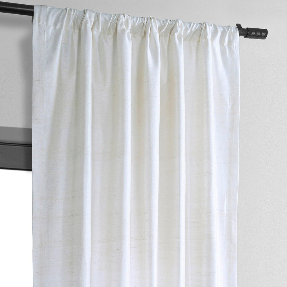 Lily White Textured Dupioni Silk Curtain - HalfPriceDrapes.com