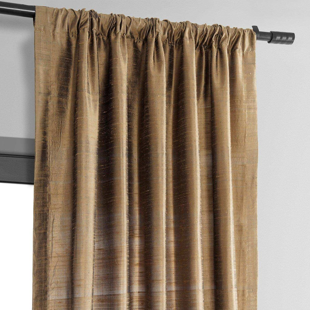 Mocha Textured Dupioni Silk Curtain - HalfPriceDrapes.com
