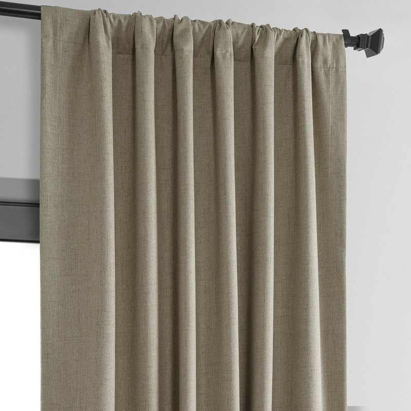 Warm Taupe Thermal Cross Linen Weave Blackout Curtain - HalfPriceDrapes.com
