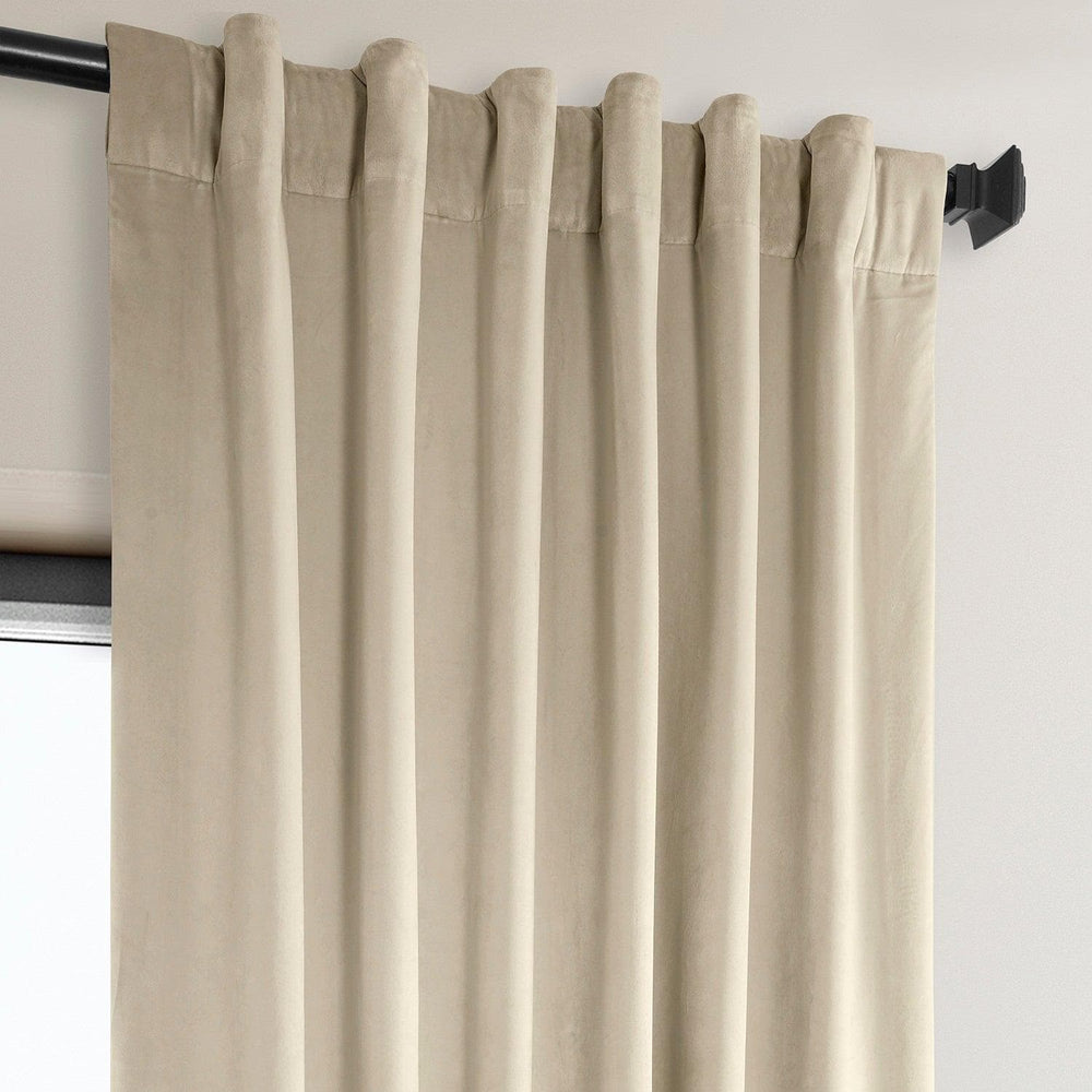 Angora Beige Signature Plush Velvet Hotel Blackout Curtain - HalfPriceDrapes.com