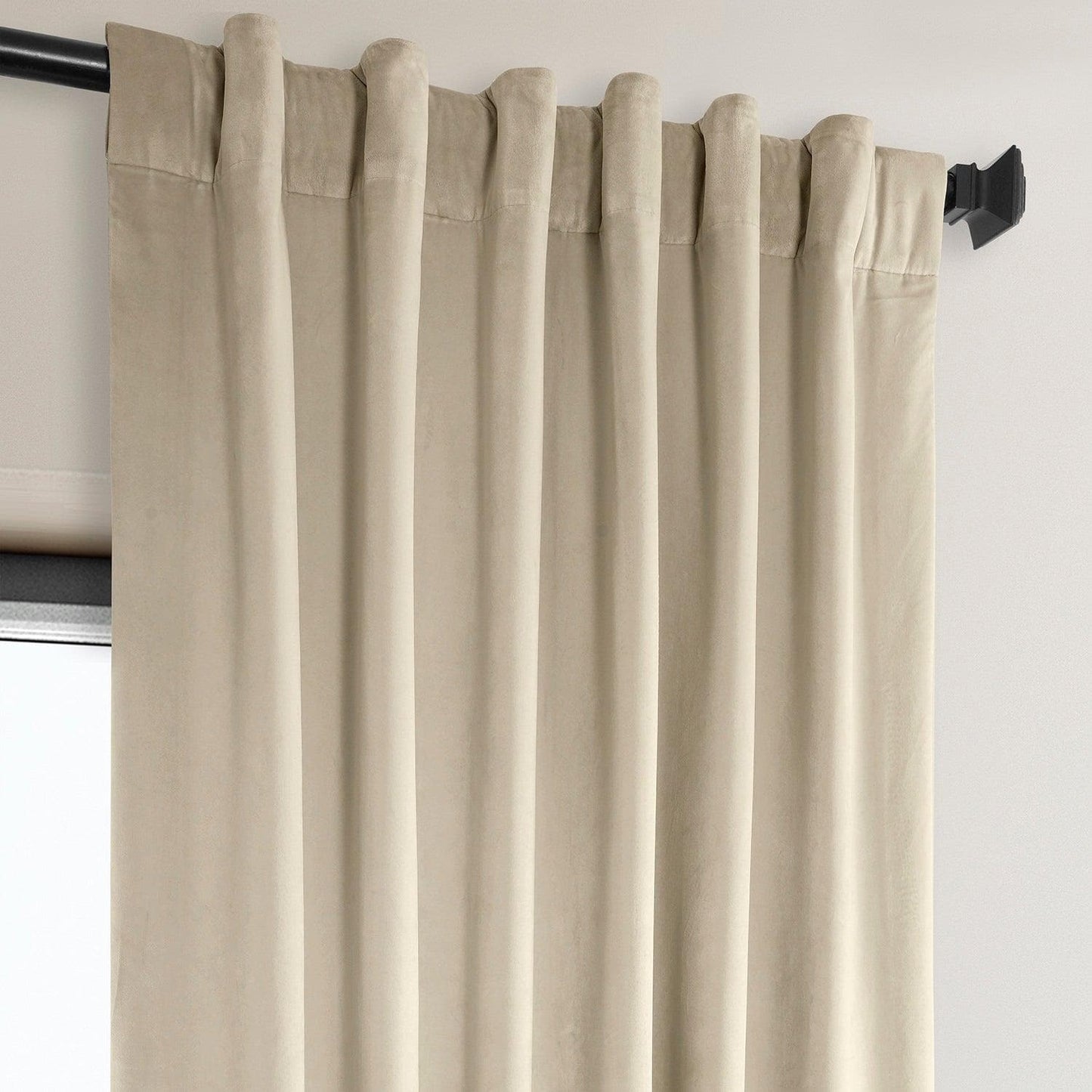 Angora Beige Signature Plush Velvet Hotel Blackout Curtain - HalfPriceDrapes.com