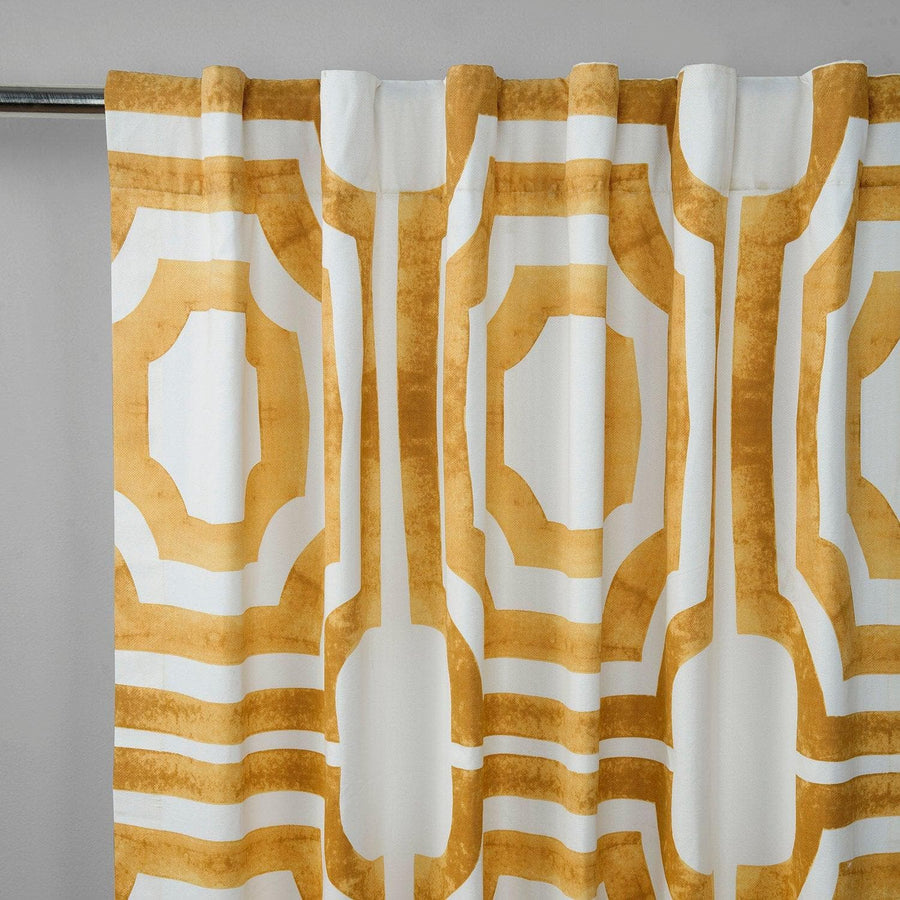 Mecca Gold Printed Cotton Curtain - HalfPriceDrapes.com