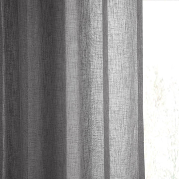 Gravel Grey Grommet Textured Faux Linen Sheer Curtain - HalfPriceDrapes.com