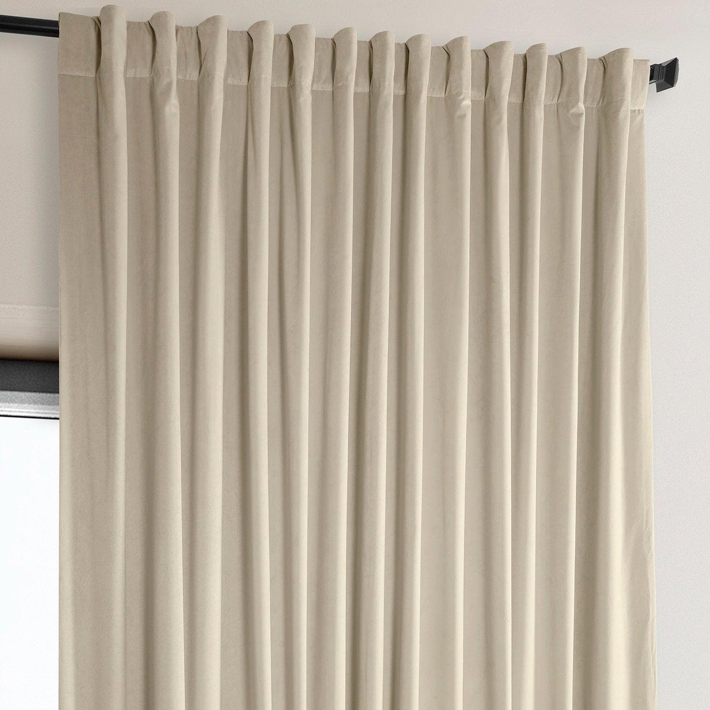Angora Beige Extra Wide Signature Plush Velvet Hotel Blackout Curtain - HalfPriceDrapes.com