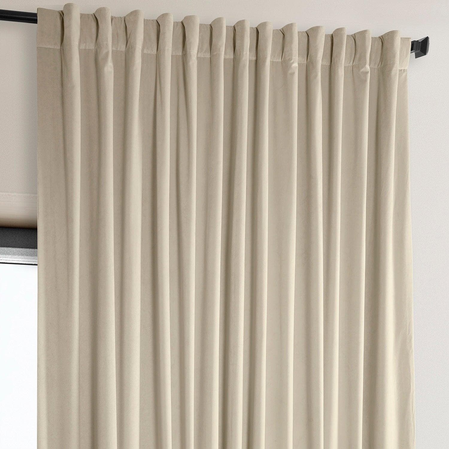 Angora Beige Extra Wide Signature Plush Velvet Hotel Blackout Curtain - HalfPriceDrapes.com