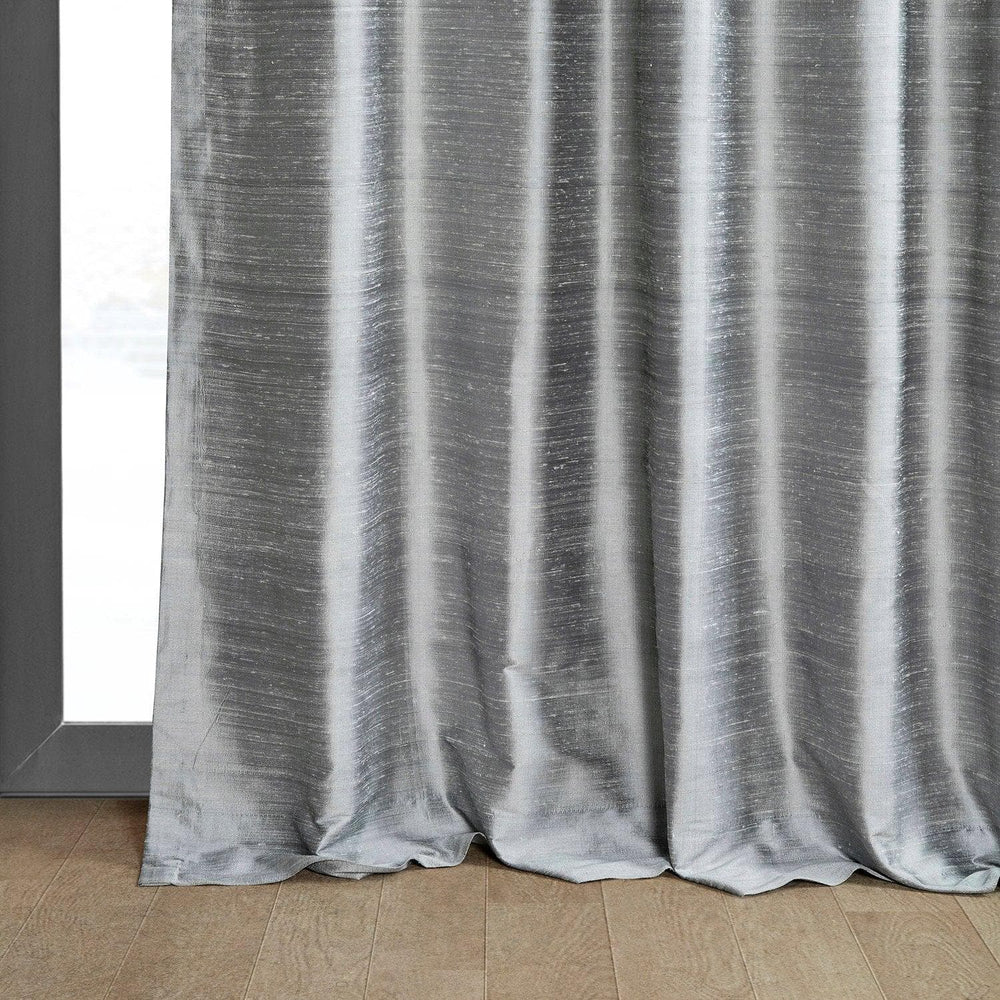 Mineral Grey Textured Dupioni Silk Curtain - HalfPriceDrapes.com