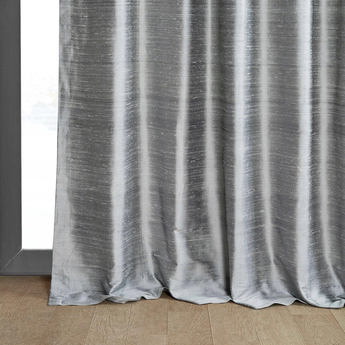 Mineral Grey Textured Dupioni Silk Curtain - HalfPriceDrapes.com