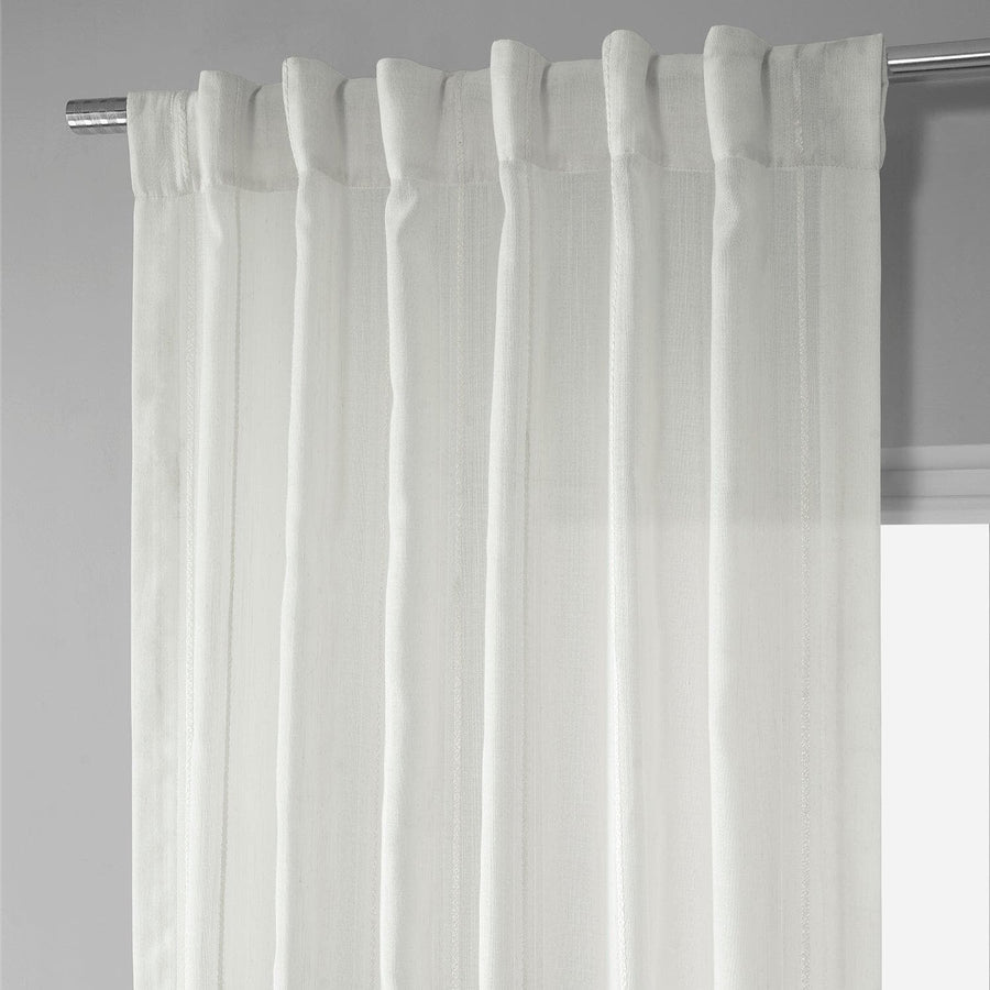 Aruba Cream Striped Linen Sheer Curtain - HalfPriceDrapes.com