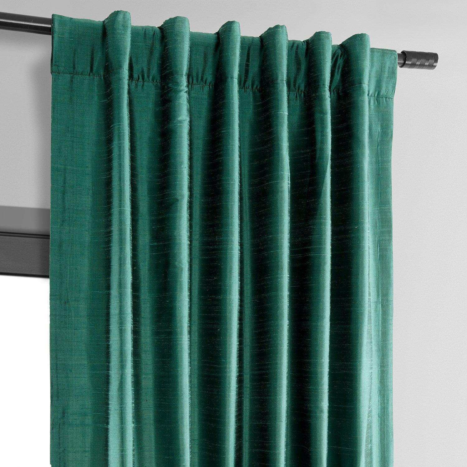 Carnival Green Textured Dupioni Silk Curtain - HalfPriceDrapes.com