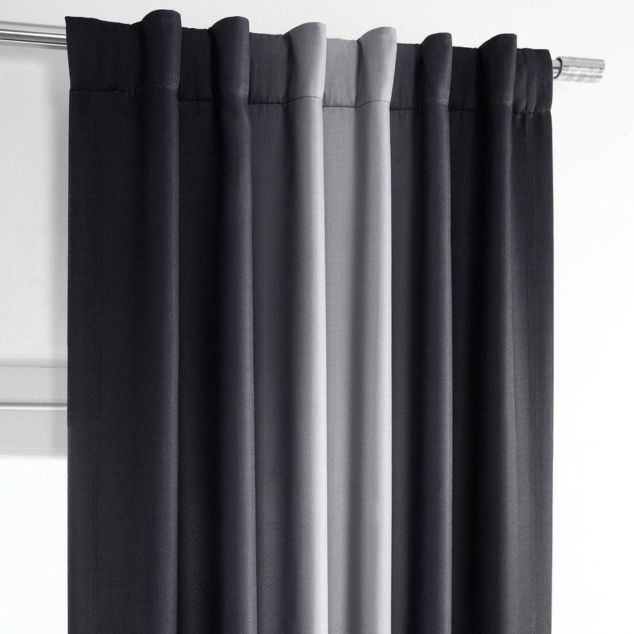 Parallel Grey Printed Faux Linen Room Darkening Curtain - HalfPriceDrapes.com