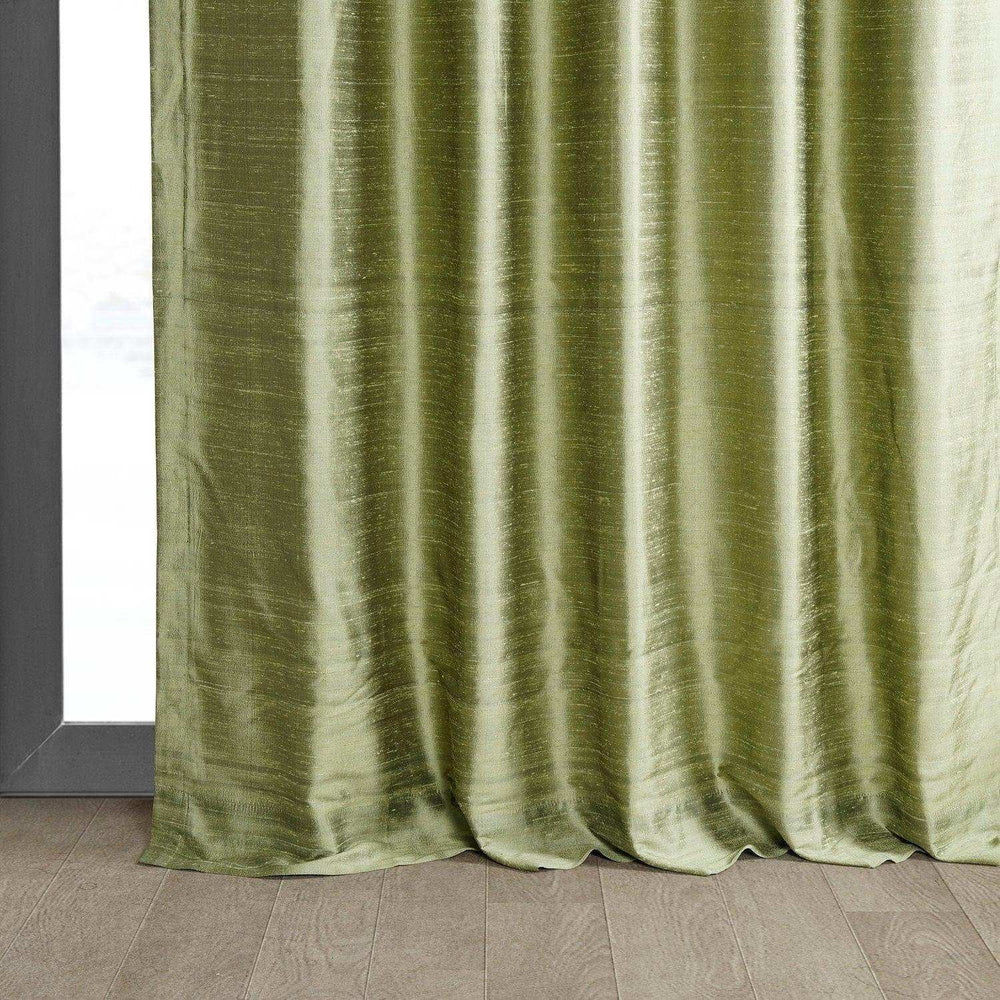 Paradise Green Textured Dupioni Silk Curtain - HalfPriceDrapes.com