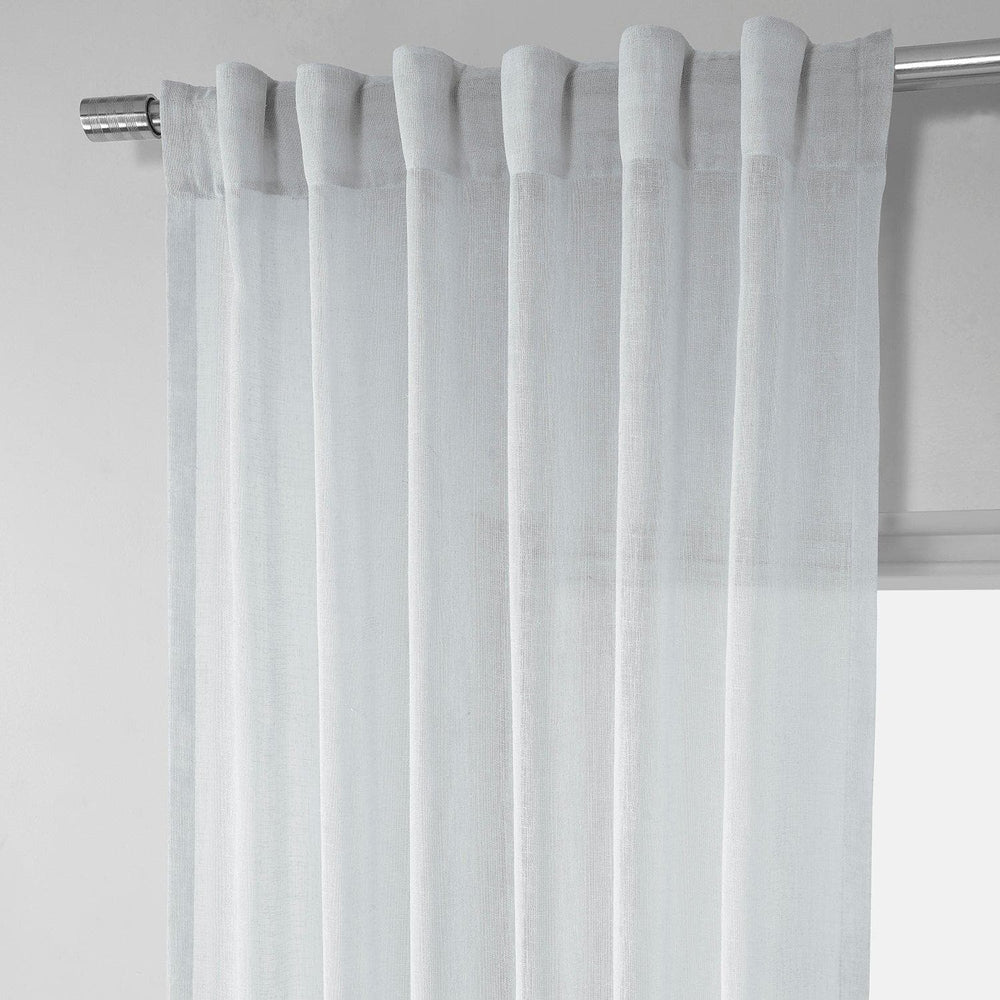 Aspen White Textured Faux Linen Sheer Curtain - HalfPriceDrapes.com