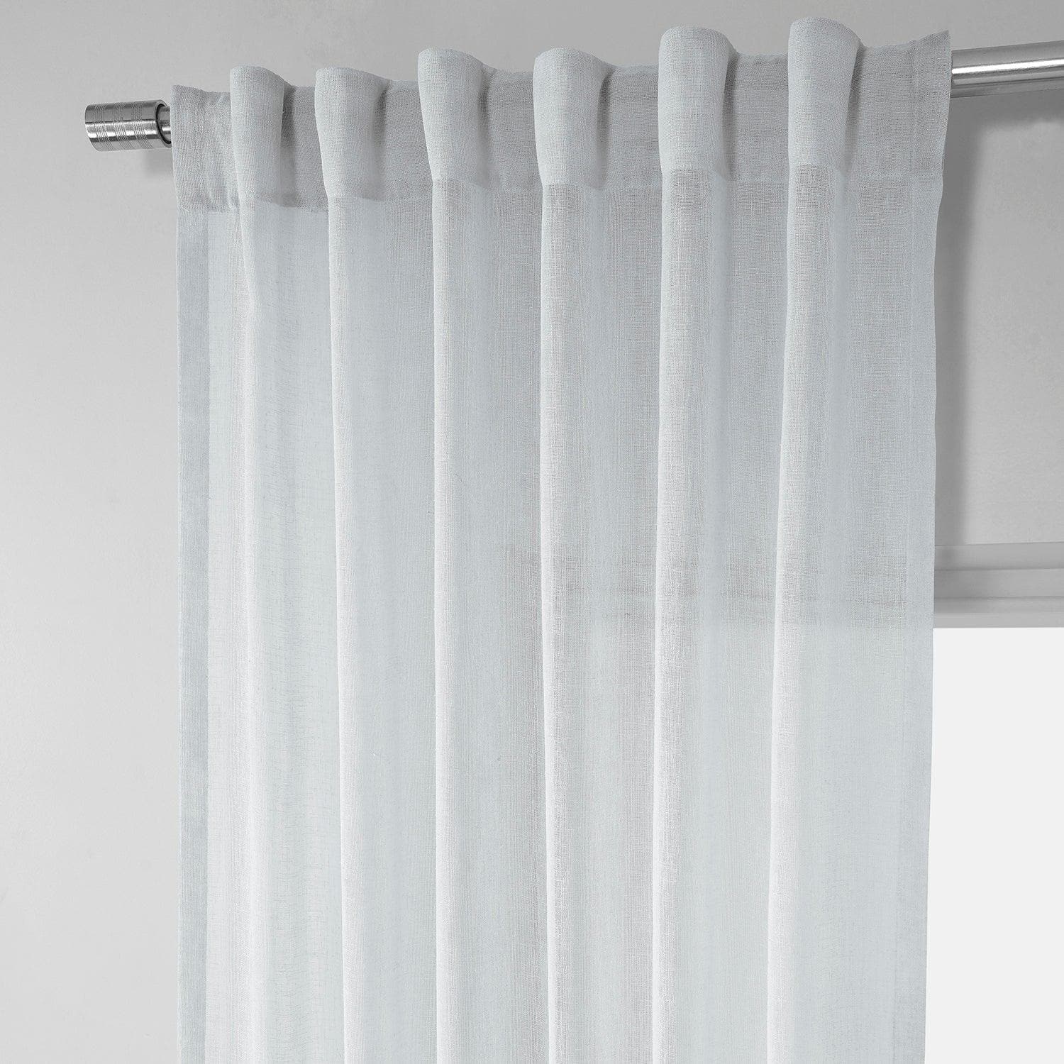 Aspen White Textured Faux Linen Sheer Curtain - HalfPriceDrapes.com