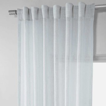 Aspen White Textured Faux Linen Sheer Curtain - HalfPriceDrapes.com