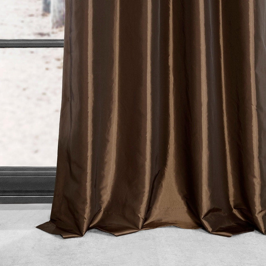 Copper Brown Grommet Faux Silk Taffeta Blackout Curtain - HalfPriceDrapes.com