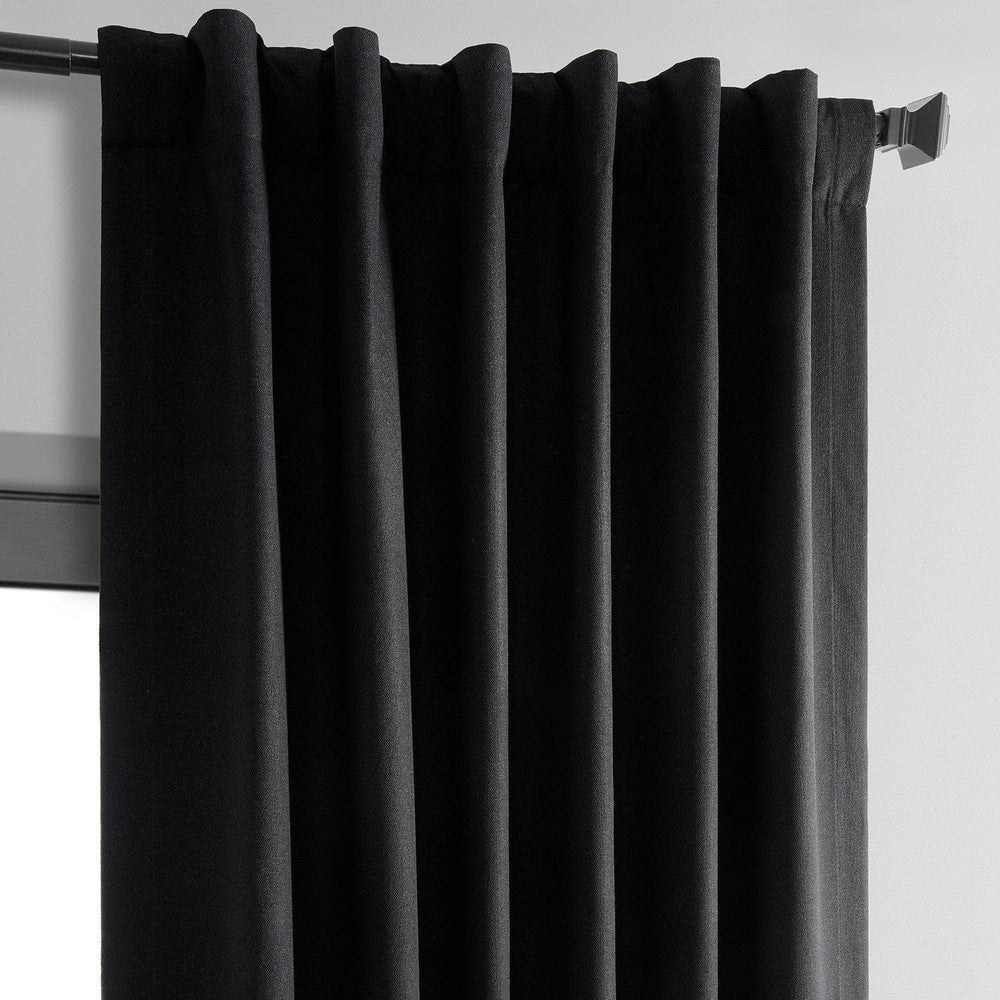 Black Thermal Cross Linen Weave Blackout Curtain - HalfPriceDrapes.com
