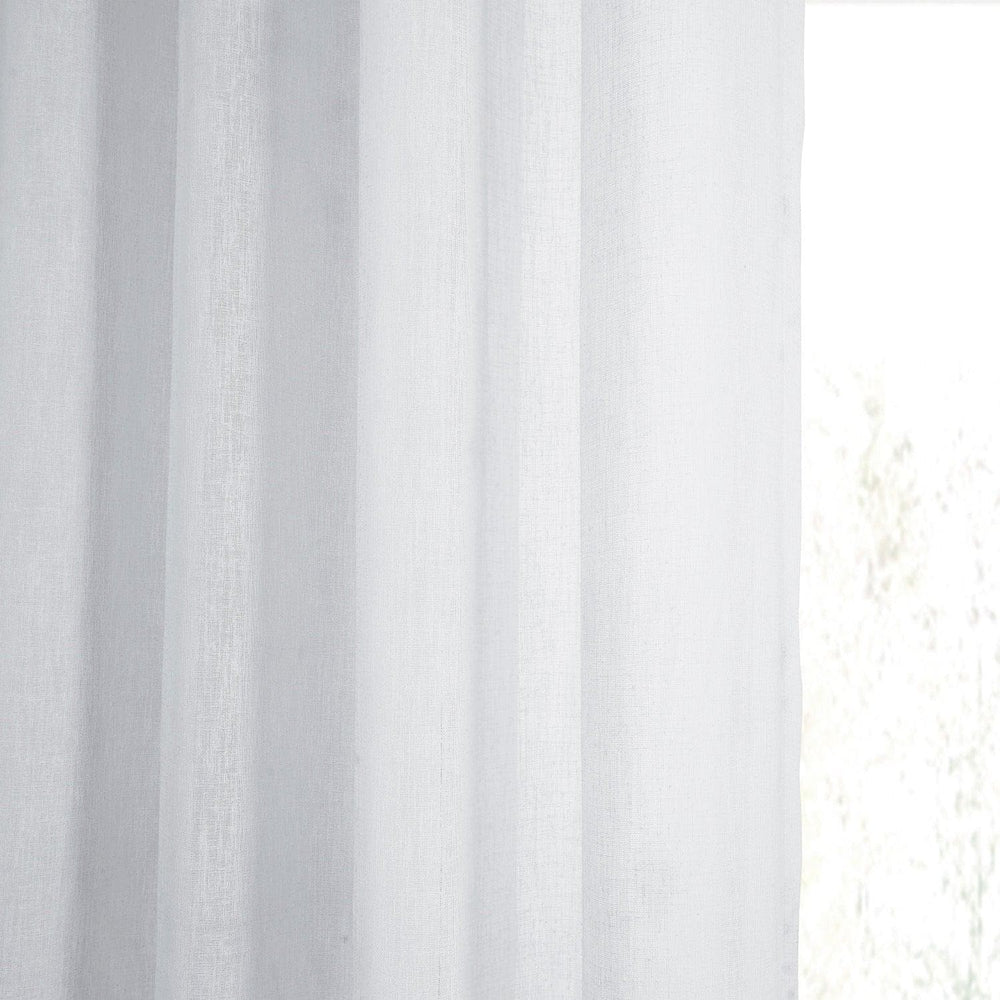 Aspen White Grommet Textured Faux Linen Sheer Curtain - HalfPriceDrapes.com