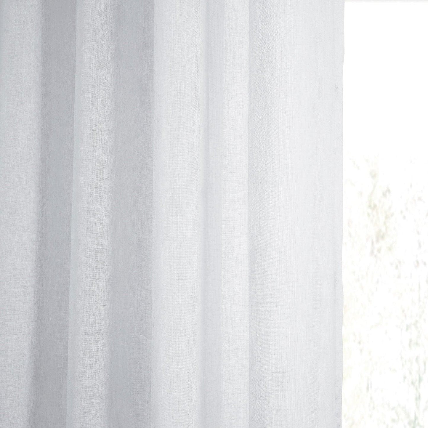 Aspen White Grommet Textured Faux Linen Sheer Curtain - HalfPriceDrapes.com