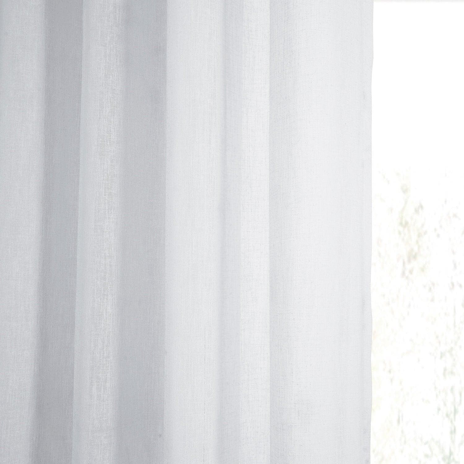 Aspen White Grommet Textured Faux Linen Sheer Curtain - HalfPriceDrapes.com