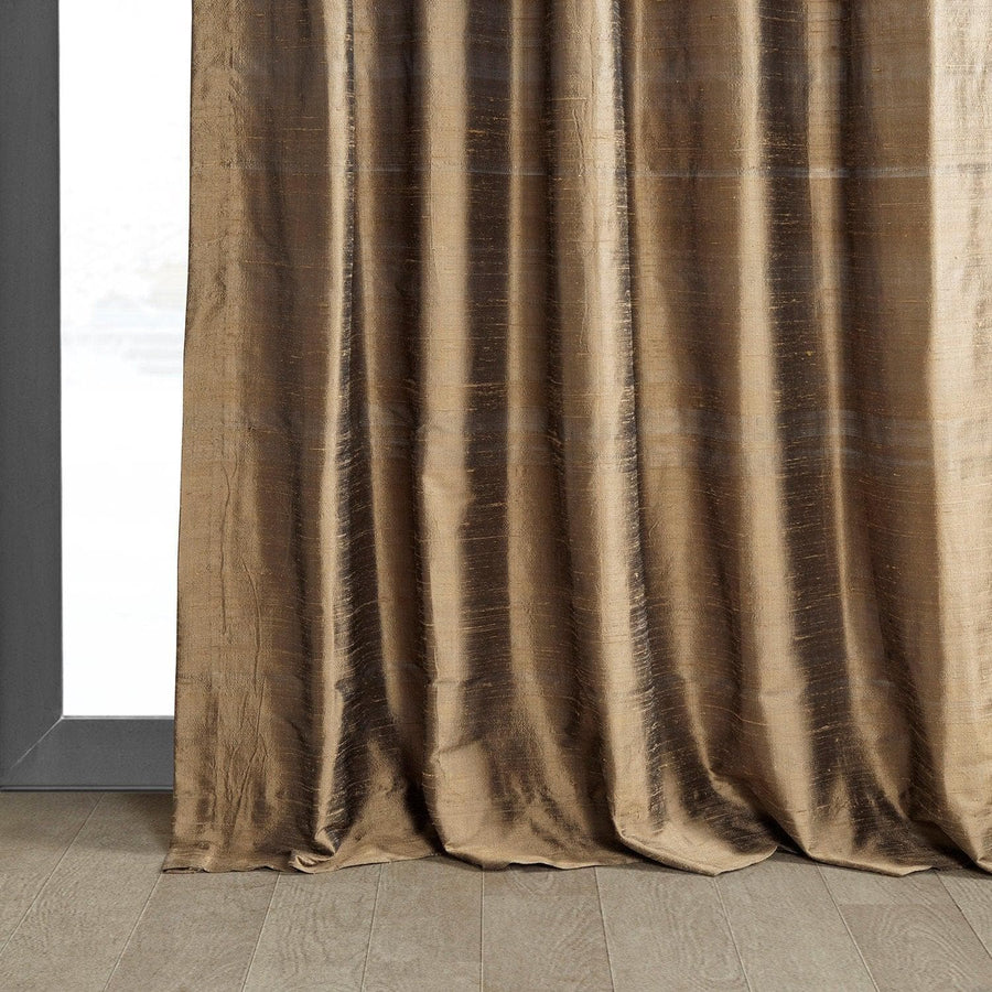 Mocha Textured Dupioni Silk Curtain - HalfPriceDrapes.com
