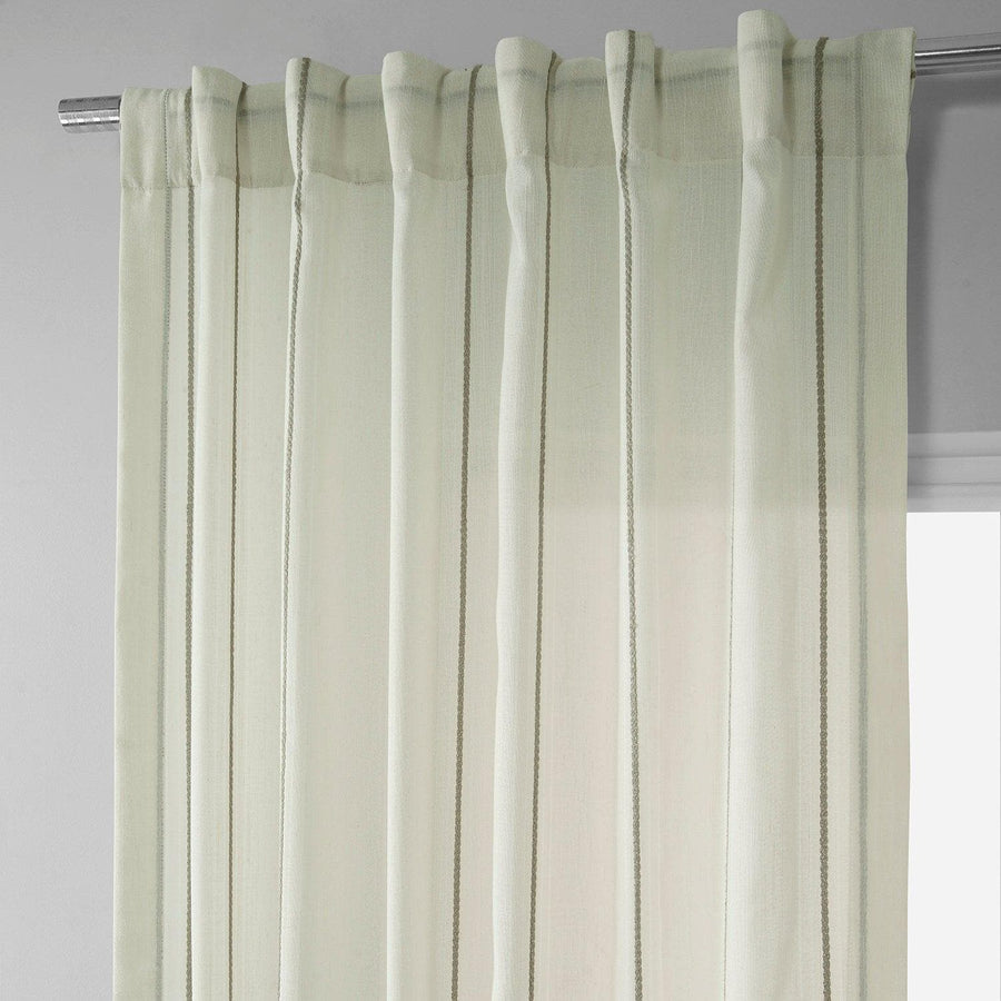 Aruba Gold Striped Linen Sheer Curtain - HalfPriceDrapes.com